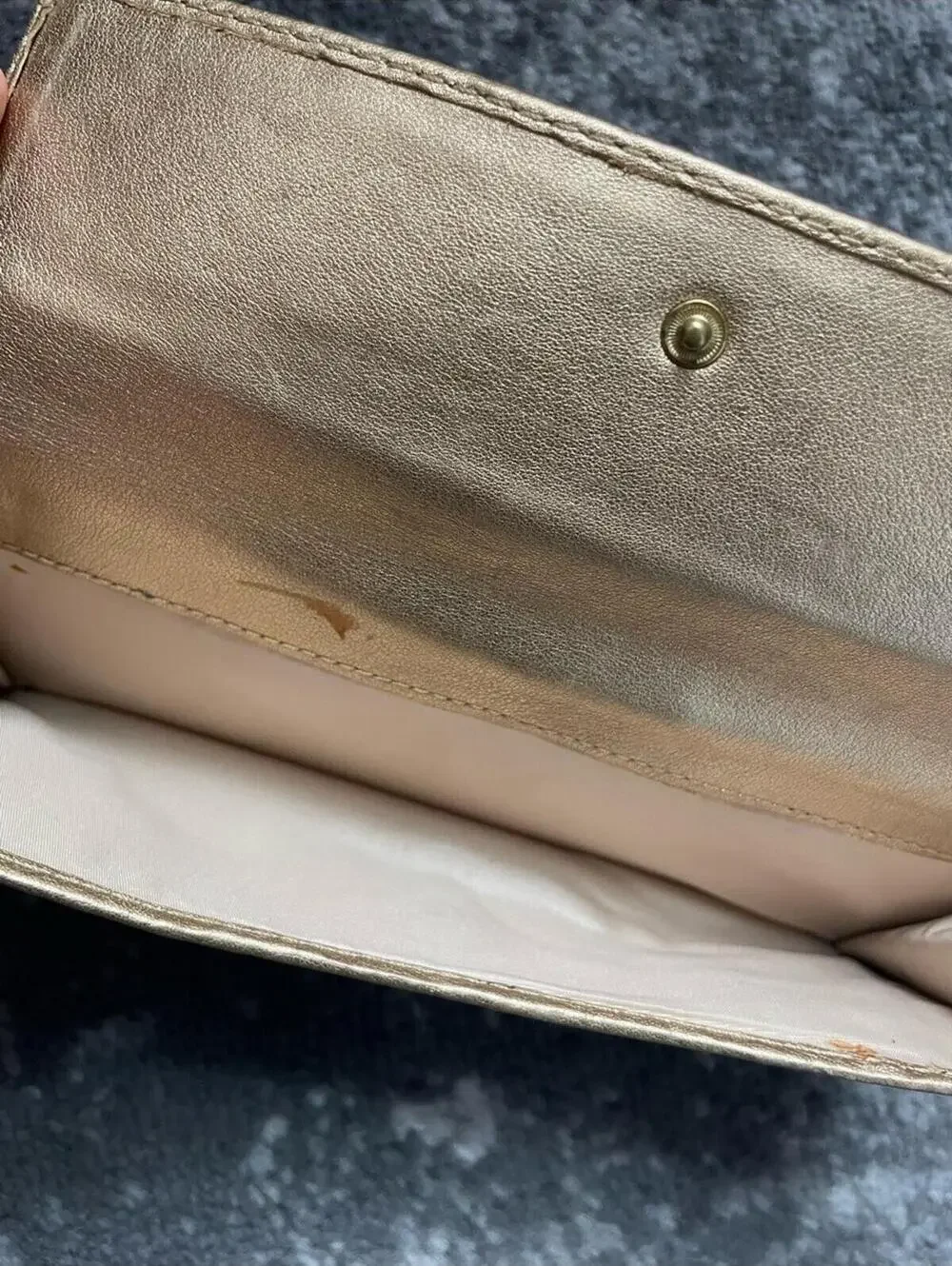 VTG Coach Khaki and Metallic Gold Signature Continental Wallet